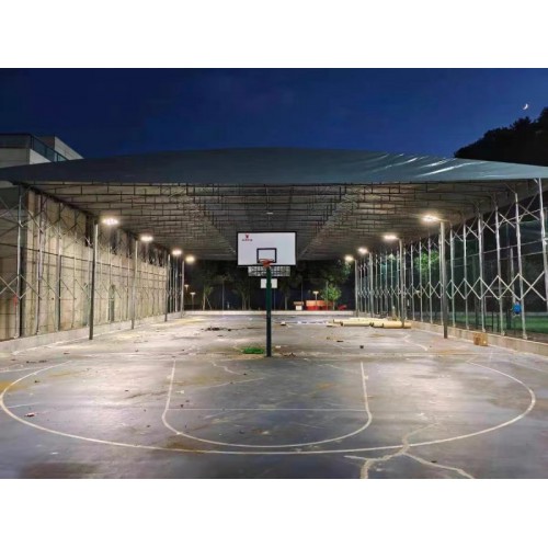 篮球场移动推拉雨棚 篮球场伸缩雨棚厂家定制 运动场篮球场雨棚