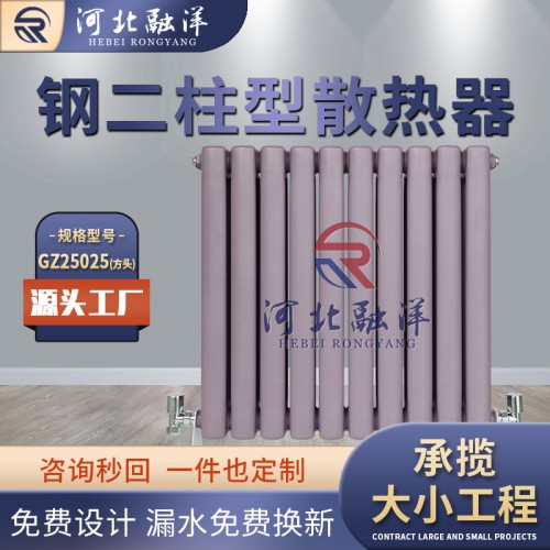 钢制暖气片  钢二柱散热器 5025方头暖气片源头厂家