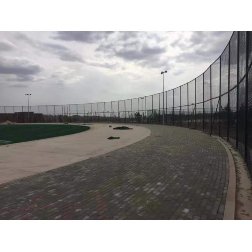 PVC绿色勾花护栏网|操场安全隔离围栏网安全防护篮球场围栏网